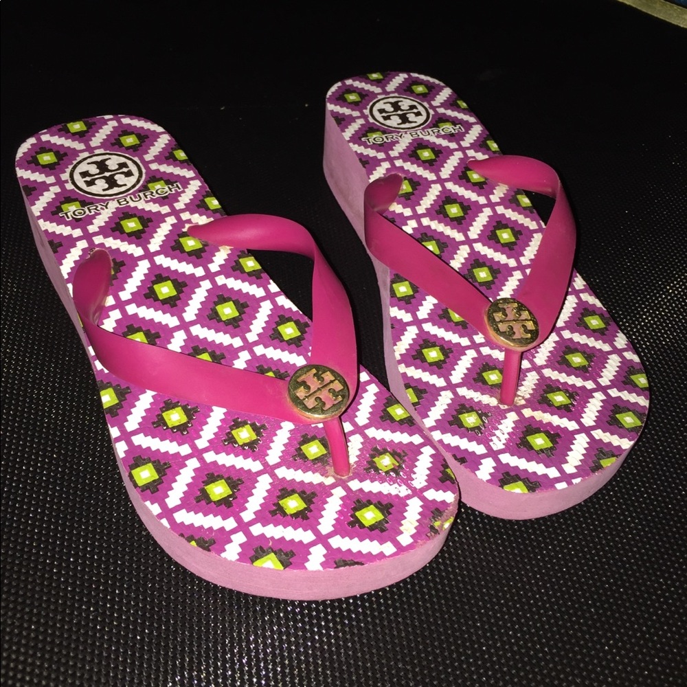 Tory Burch Wedge flip flops sandals sz 6